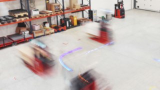 Linde automated industrial trucks in use Linde automated industrial trucks in use